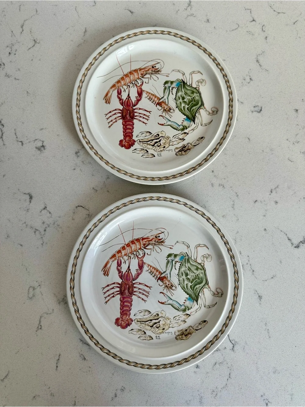 Vintage 1982 Ljungberg Coquillage Salad Plates Set of 2 from New Orleans